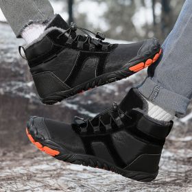 New men's and women's five-finger outdoor cotton shoes high top winter snow boots plush warm men's cotton shoes 36-47 (Color: Black, size: 38)