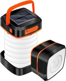 Solar Lantern Camping, Collapsible Solar Camping Light Rechargable,LED Portable USB Solar Lamp IP54 Waterproof Lights for Backpacking Gear (Color: Orange)