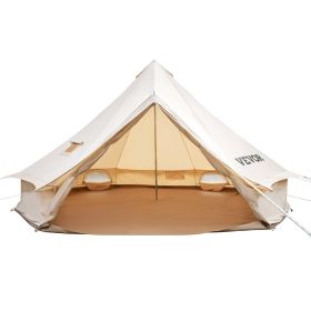 VEVOR 8-10 Person Canvas Glamping Bell Tent, Breathable Waterproof Yurt Tent with Stove Jack and Detachable Side Wall for Family Camping (Diameter: 5 m, Tent Type: Mongolian Yurt Tent)