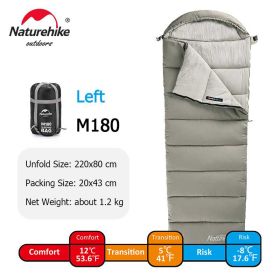 Naturehike Sleeping Bag M180 Lightweight Sleeping Bag M300 Double Camping Sleeping Bag M400 Machine Washable Winter Sleeping Bag (Color: M180-Green-Left)